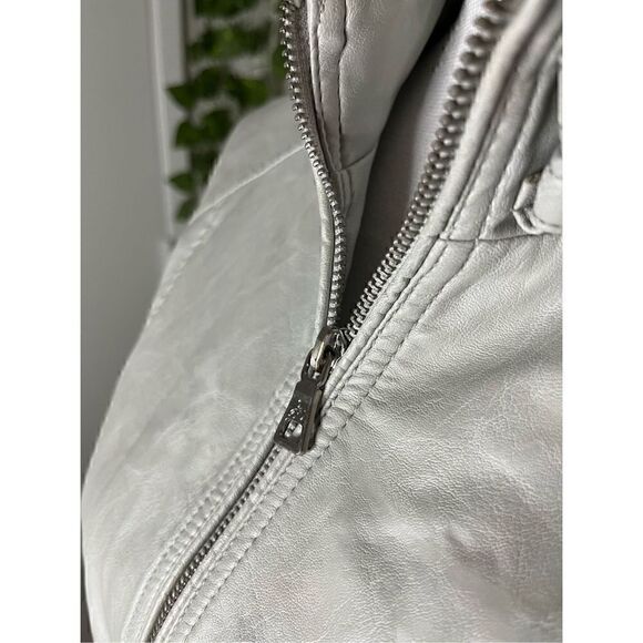 Sam Edelman White Cream Full Zip Faux Leather Biker Jacket Size Small - Picture 4 of 10